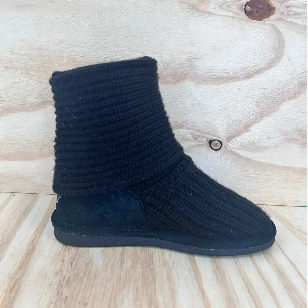 Bearpaw - Knit Tall Fold Over - Winter Boots - Black - Women's - 7